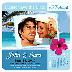 "Tropical Photo Square" Save the Date Magnet